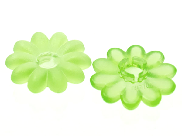 Clikits Icon, Flower 2 x 2 Large, 10 Petals with Pin [Frosted] in Trans-Light Bright Green