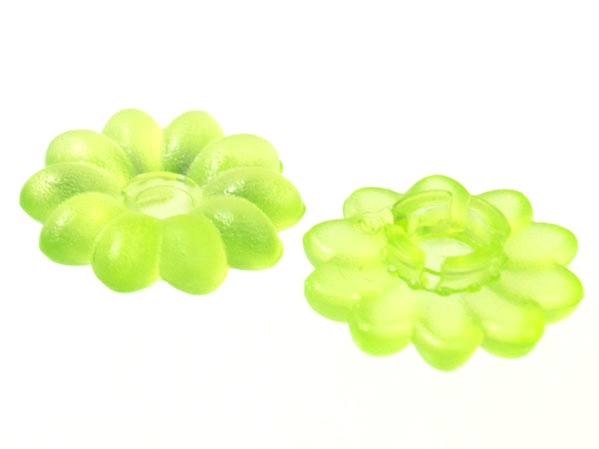 Clikits Icon, Flower 2 x 2 Small, 10 Petals with Pin [Frosted] in Trans-Light Bright Green