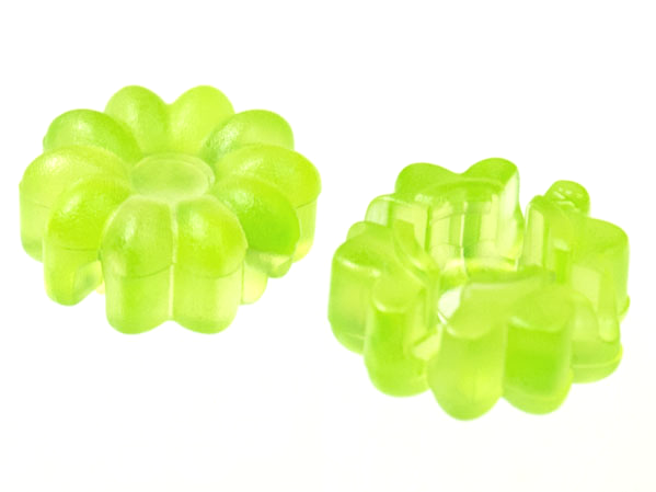 Clikits Icon, Flower 2 x 2 Small, 10 Petals with Hole [Frosted] in Trans-Light Bright Green