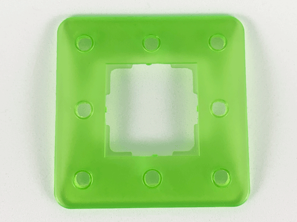 Clikits Frame, Square 3 x 3 with 8 Holes in Trans-Light Bright Green