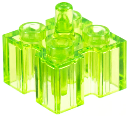 Brick Special 2 x 2 with Grooves and Top Peg in Trans-Light Bright Green