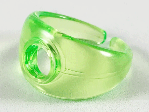 Clikits Ring, Wide Band with Hole in Top in Trans-Light Bright Green