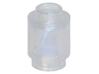Brick Round 1 x 1 Open Stud in Satin Trans-Clear