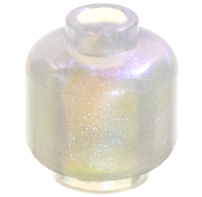 Minifig Head [Plain] [Vented Stud - 2 Holes] in Satin Trans-Clear