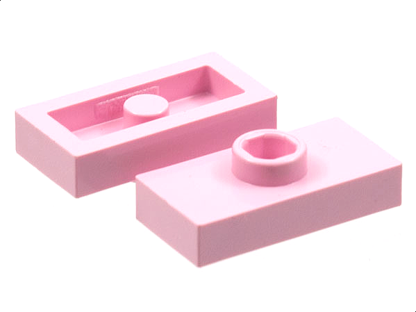 Plate Special 1 x 2 with 1 Stud without Groove (Jumper) in Pink
