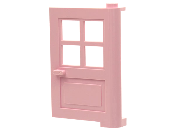 Door 1 x 4 x 5 with 4 Panes, Squared Base in Pink