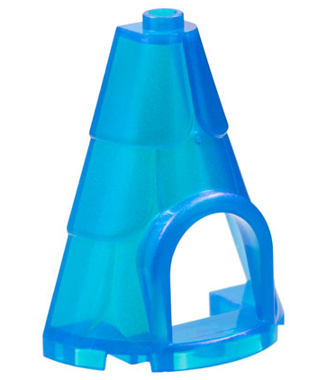 Tower Roof 2 x 4 x 4 Half Cone Shaped with Roof Tiles and Window in Satin Trans-Dark Blue