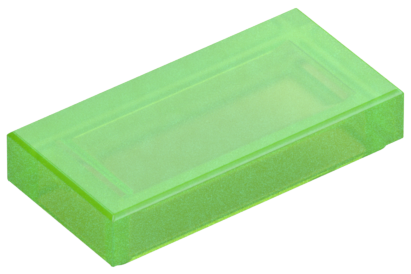 Tile 1 x 2 with Groove in Satin Trans-Bright Green