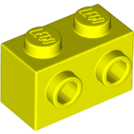 Brick Special 1 x 2 with 2 Studs on 1 Side in Neon Yellow