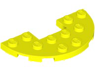 Plate Round Half 3 x 6 with 1 x 2 Cutout in Neon Yellow