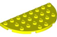 Plate Round Half 4 x 8 in Neon Yellow