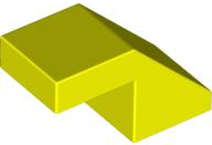 Brick Sloped 45° 2 x 1 with 2/3 Inverted Cutout and no stud in Neon Yellow