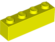 Brick 1 x 4 in Neon Yellow