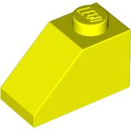 Brick Sloped 45° 2 x 1 with Bottom Pin in Neon Yellow