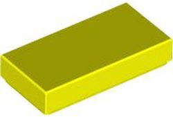 Tile 1 x 2 with Groove in Neon Yellow