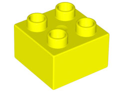 Duplo Brick 2 x 2 in Neon Yellow