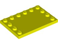 Plate Special 4 x 6, Studs on 3 Edges in Neon Yellow