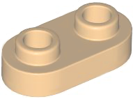 Plate Special 1 x 2 Rounded with 2 Open Studs in Medium Tan