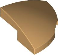 Brick Round Corner, Curved 2 x 2 x 2/3 Quarter Circle With 1 x 1 Bottom Cutout in Medium Tan