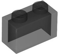 Brick 1 x 2 without Bottom Tube in Trans-Black