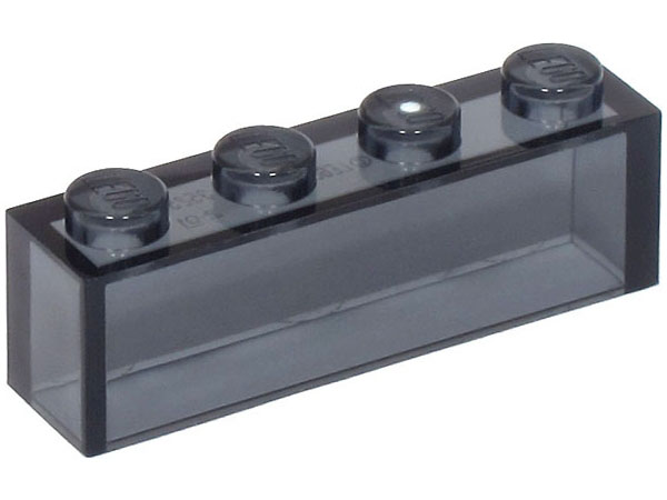 Brick 1 x 4 without Bottom Tubes in Trans-Black