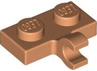 Plate Special 1 x 2 with Clip Horizontal on Side in Nougat