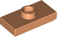 Plate Special 1 x 2 with 1 Stud with Groove and Inside Stud Holder (Jumper) in Nougat