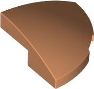 Brick Round Corner, Curved 2 x 2 x 2/3 Quarter Circle With 1 x 1 Bottom Cutout in Nougat