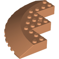 Brick Round Corner 10 x 10 with Slope 33° Edge, Axle Hole, Facet Cutout in Nougat