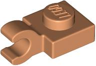 Plate Special 1 x 1 with Clip Horizontal [Thick Open O Clip] in Nougat