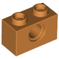 Technic Brick 1 x 2 [1 Pin Hole] in Earth Orange