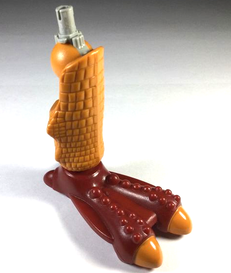 Large Figure Limb, Leg, Lower Section with Pin, Dark Red Foot (Aquart) in Earth Orange