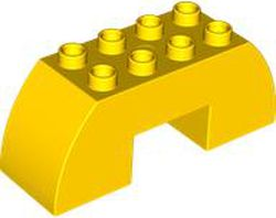 Duplo Brick 2 x 6 x 2 Curved with 2 x 2 Cutout on Bottom in Yellow