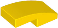 Brick Curved 2 x 1 No Studs [1/2 Bow] in Yellow