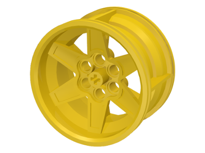 Wheel 56 x 34 Technic Racing Medium with 6 Pin Holes in Yellow