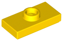 Plate Special 1 x 2 with 1 Stud with Groove and Inside Stud Holder (Jumper) in Yellow