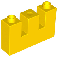 Duplo Brick 1 x 4 x 2 with 2 Top Cutouts (Arrow Slits) in Yellow