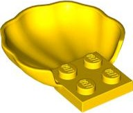 Animal Body Part, Clam / Scallop Half Shell with 4 Studs in Yellow