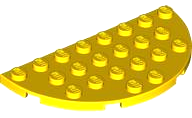 Plate Round Half 4 x 8 in Yellow