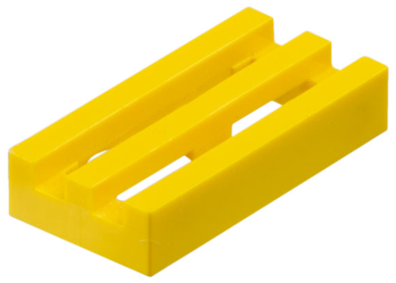 Tile Special 1 x 2 Grille without Bottom Groove in Yellow