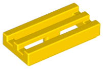 Tile Special 1 x 2 Grille with Bottom Groove in Yellow