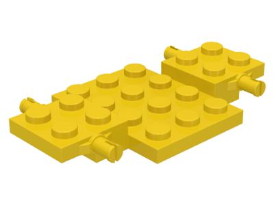 Vehicle Base 4 x 7 x 2/3 with 3 x 4 Recessed, Wheel Pins in Yellow