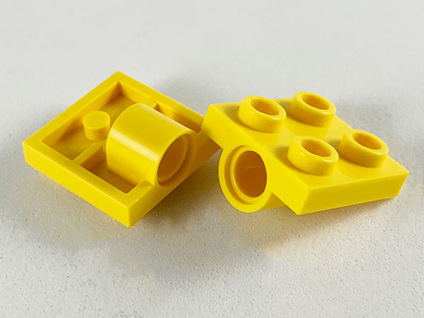 Plate Special 2 x 2 with 1 Pin Hole [Split Underside Ribs] in Yellow