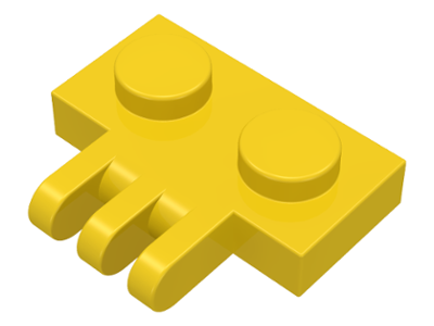 Hinge Plate 1 x 2 with 3 Fingers On Side in Yellow