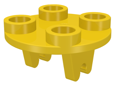 Wheel Holder, Plate, Round 2 x 2 Thin with Clips in Yellow