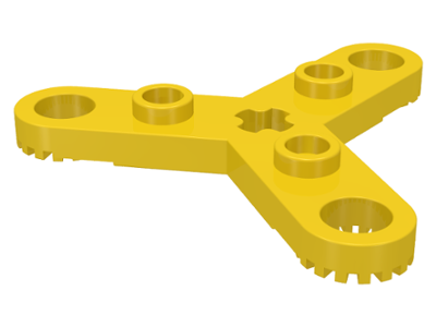 Technic Plate Rotor 3 Blade with Toothed Ends and 3 Studs (Propeller) in Yellow