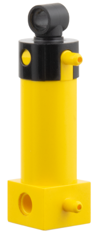 Pneumatic Cylinder with 2 Inlets Medium (48mm) with Black Top in Yellow