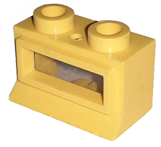 Window 1 x 2 x 1, Extended Lip, Hollow Stud [with Glass] in Yellow
