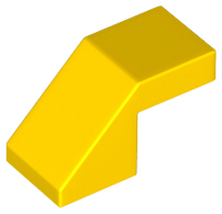 Brick Sloped 45° 2 x 1 with 2/3 Inverted Cutout and no stud in Yellow