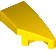 Brick Wedged, Curved 2 x 1 with Stud Notch Right in Yellow